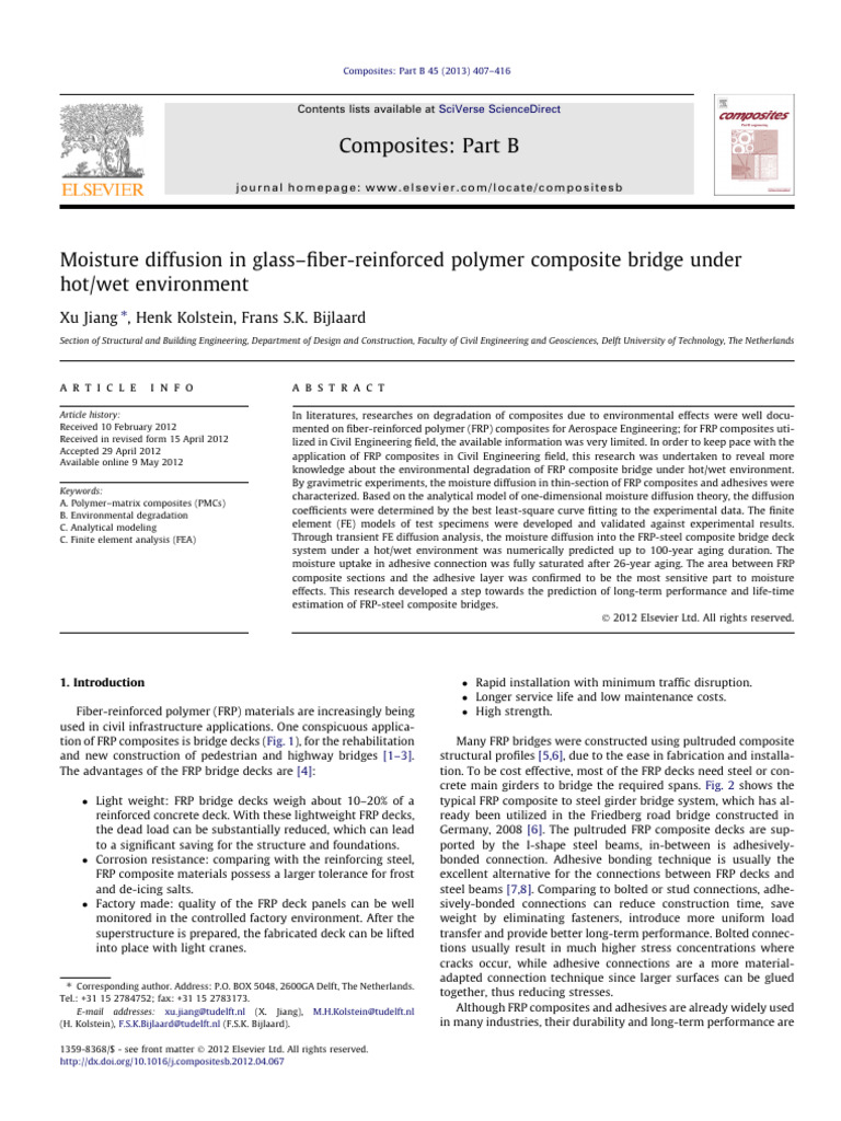 Moisture Diffusion in FRP Bridge Composites | PDF | Fibre Reinforced ...