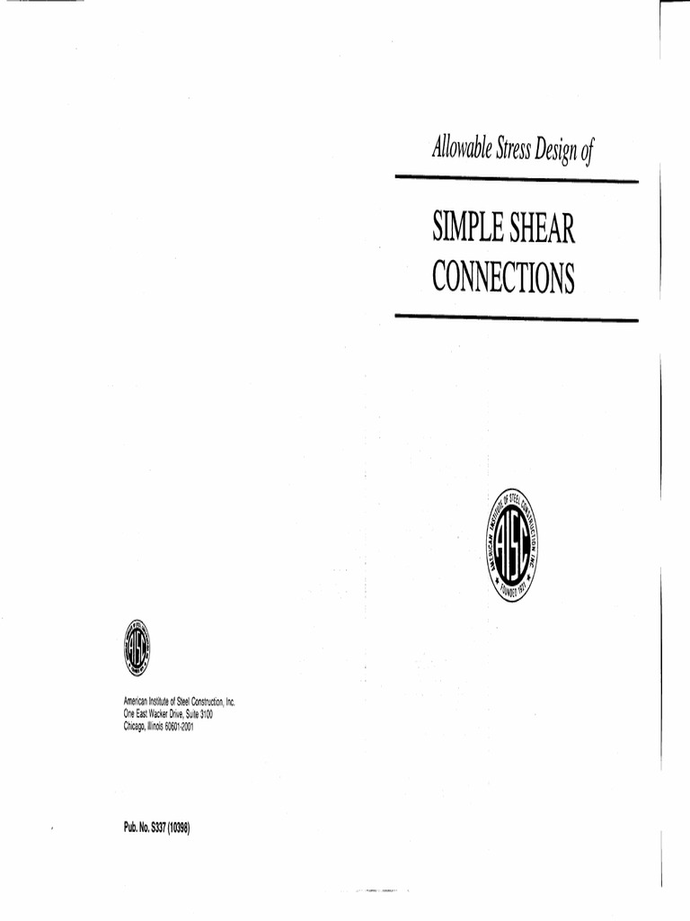 AISC S337 - Allowable Stress Design of Simple Sheer Connection (1990) | PDF