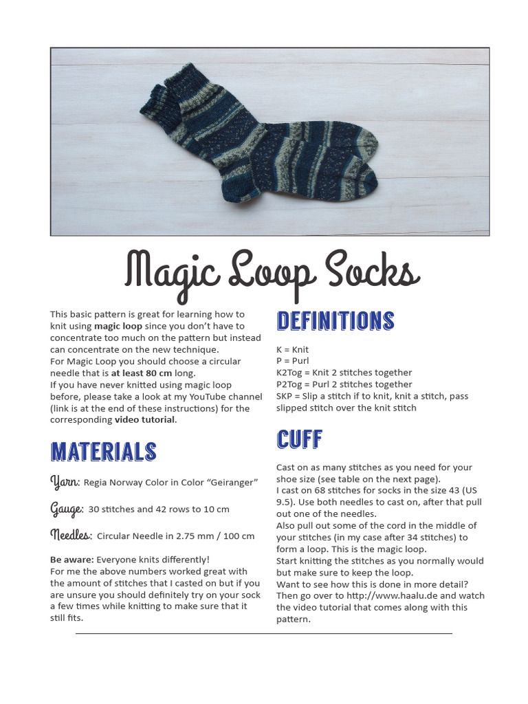 Magic Loop Socks en | PDF | Knitting | Textile Arts