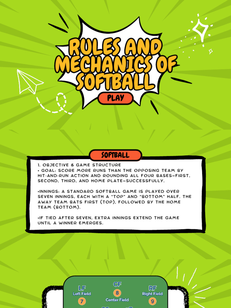 Softball Rules and Game Mechanics Guide | PDF | Softball | Baseball Field