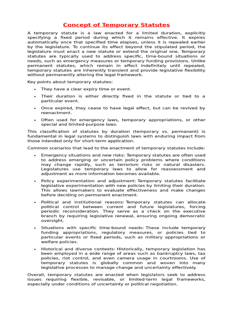 Understanding Temporary Statutes | PDF | Policy | Ex Post Facto Law
