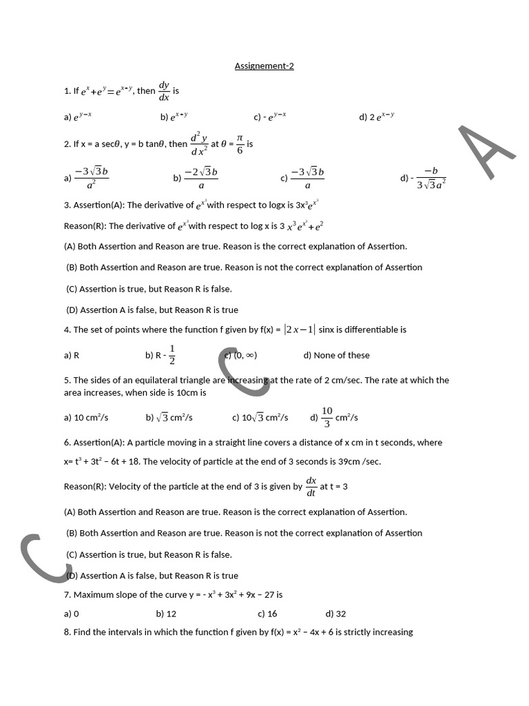 Calculus Derivative Problems and Solutions | PDF | Chess Openings ...