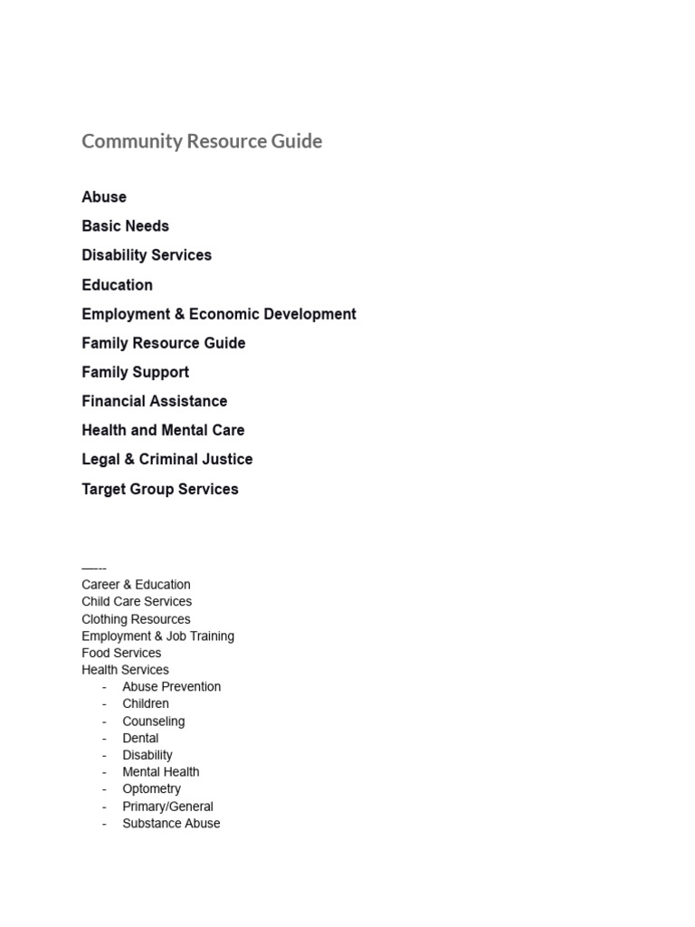 Comprehensive Community Resource Guide | PDF