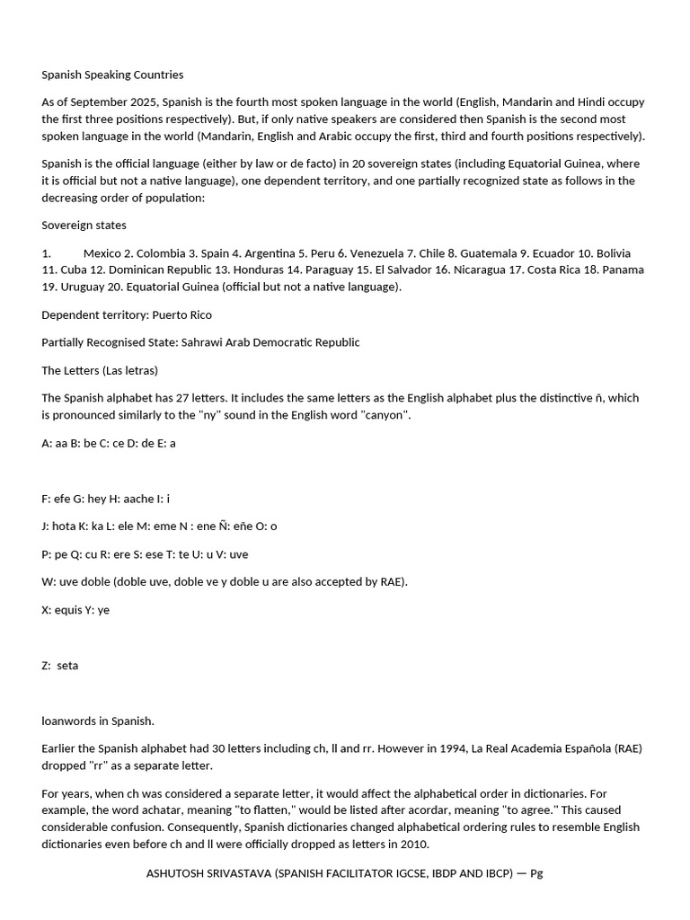 Overview of Spanish-Speaking Countries | PDF | Grammatical Gender | Plural