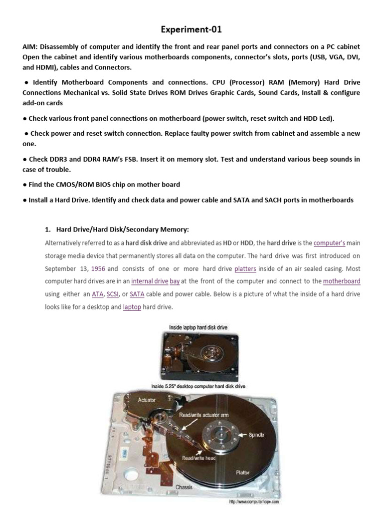 Exp-01 Study of Motherboard | PDF | Random Access Memory | Hard Disk Drive