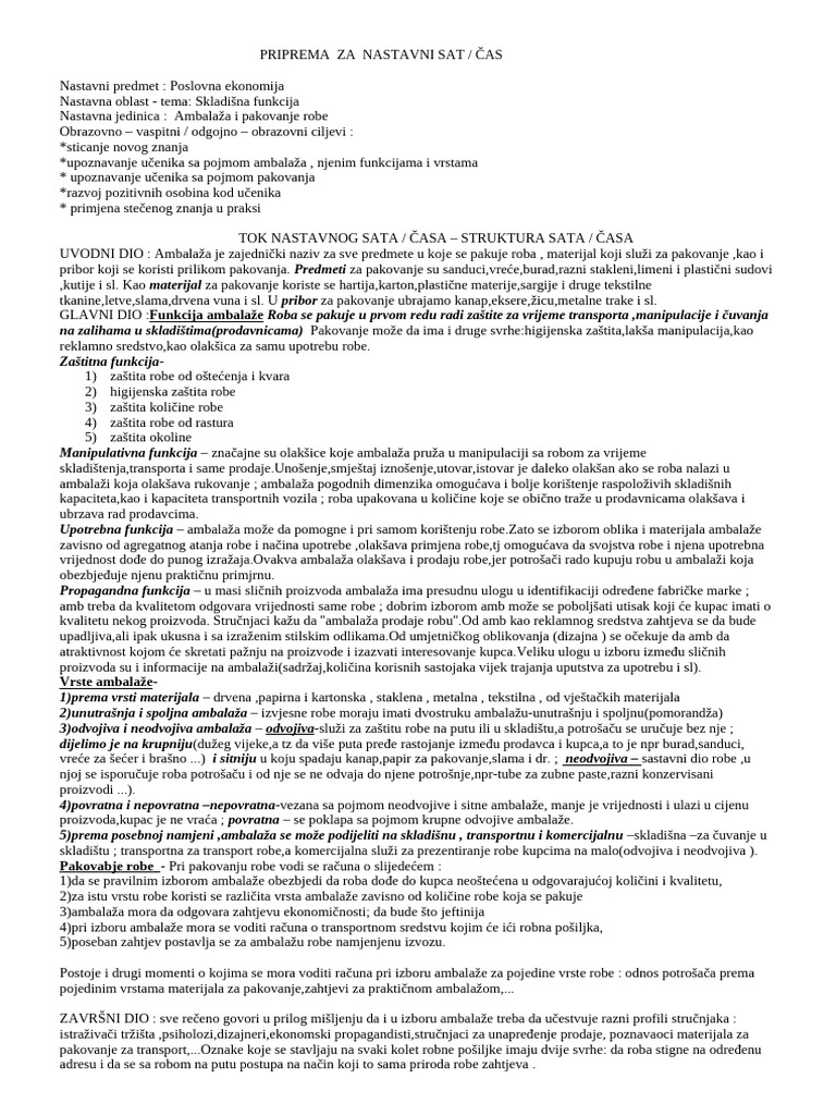 Ambalaža I Pakovanje Robe | PDF