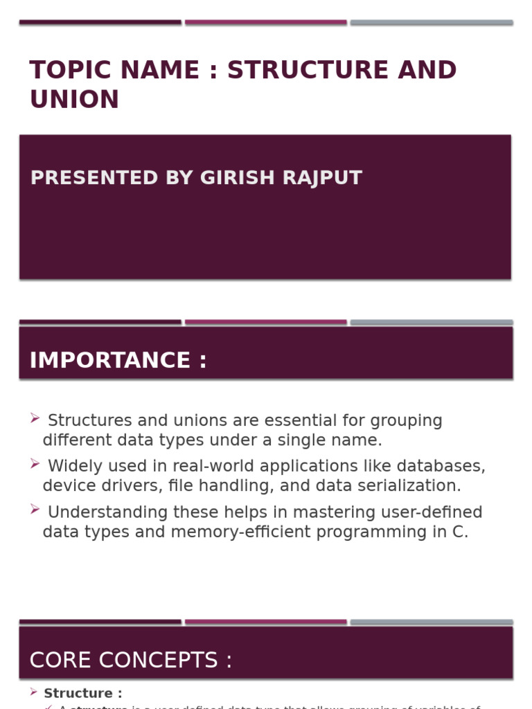 Understanding Structures and Unions in C | PDF | Computer Science ...