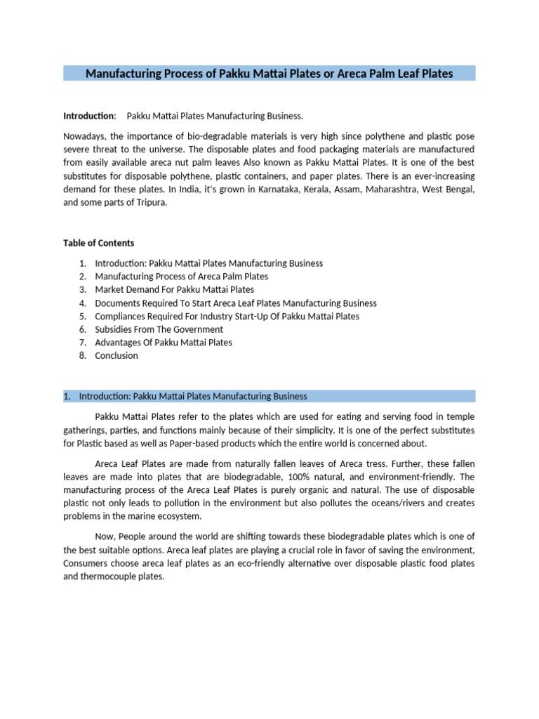 Pakku Mattai Plates Manufacturing Guide | PDF | Leaf | Biodegradation
