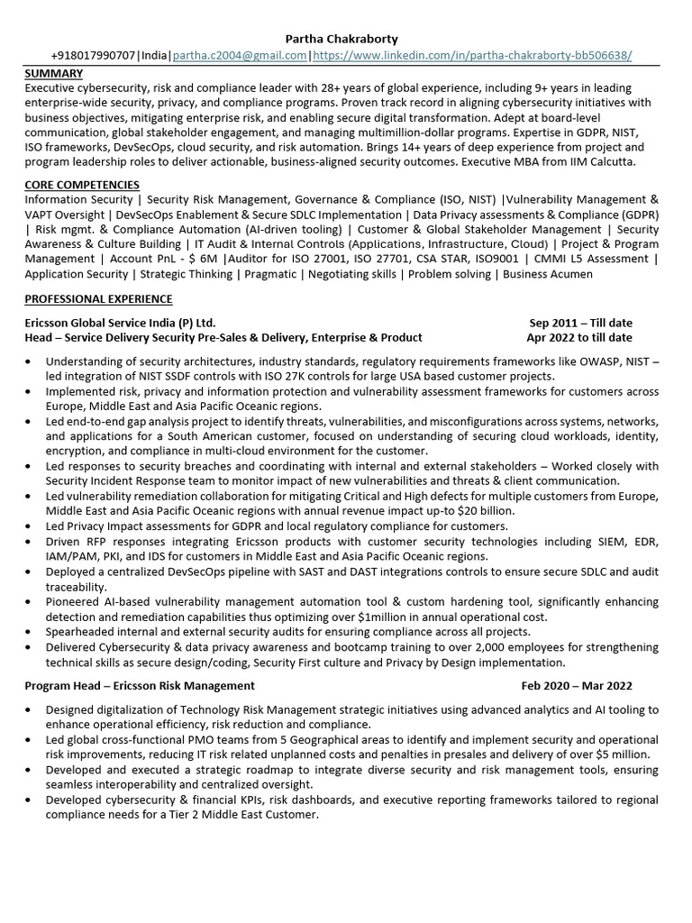 Executive Cybersecurity Leader Profile | PDF | Computer Security | Security