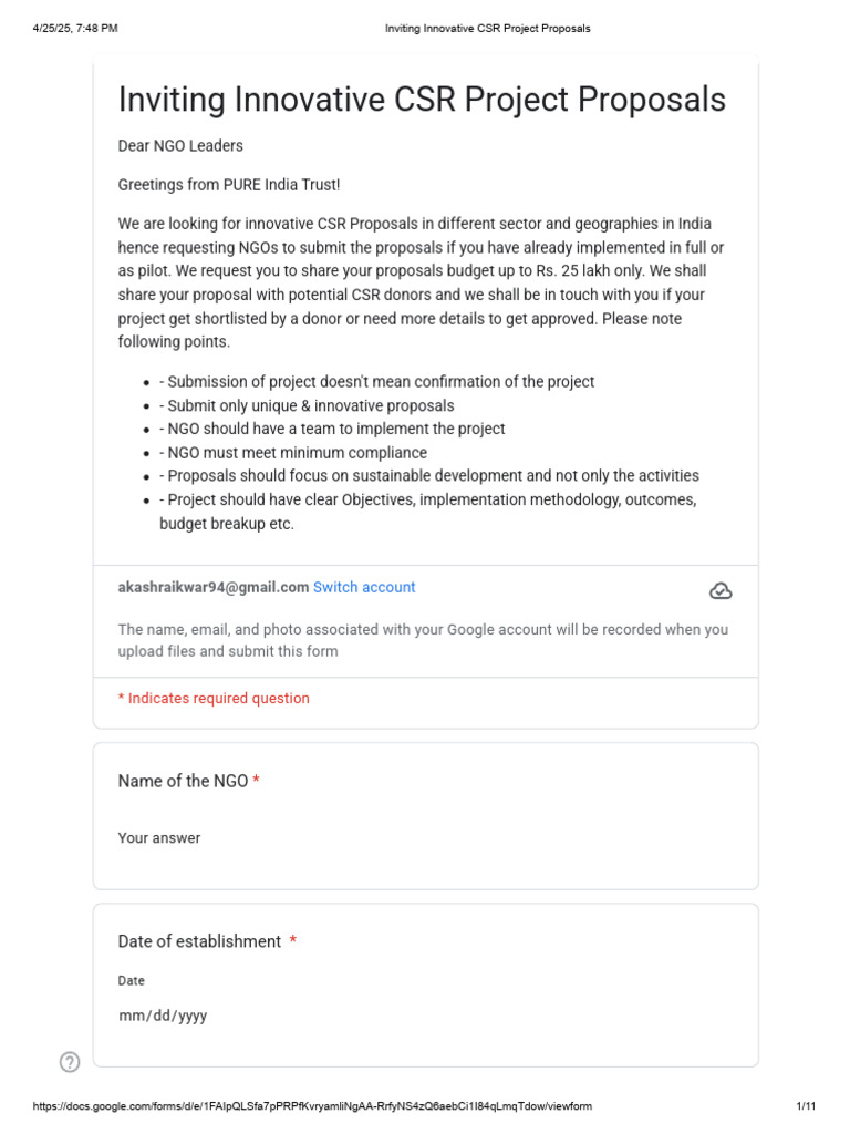Inviting Innovative CSR Project Proposals | PDF
