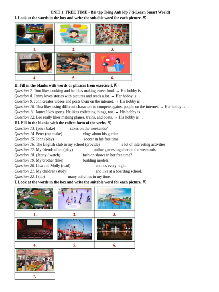Free Time Activities for 7th Graders | PDF