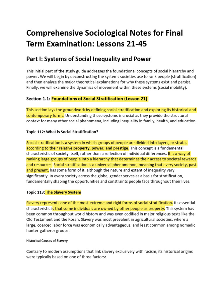 Sociological Notes on Social Inequality | PDF | Social Mobility | Family