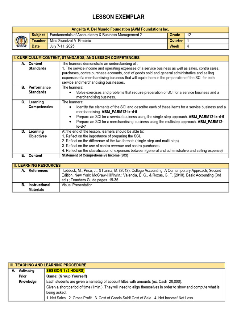 Comprehensive Income Lesson Plan | PDF | Income Statement | Income