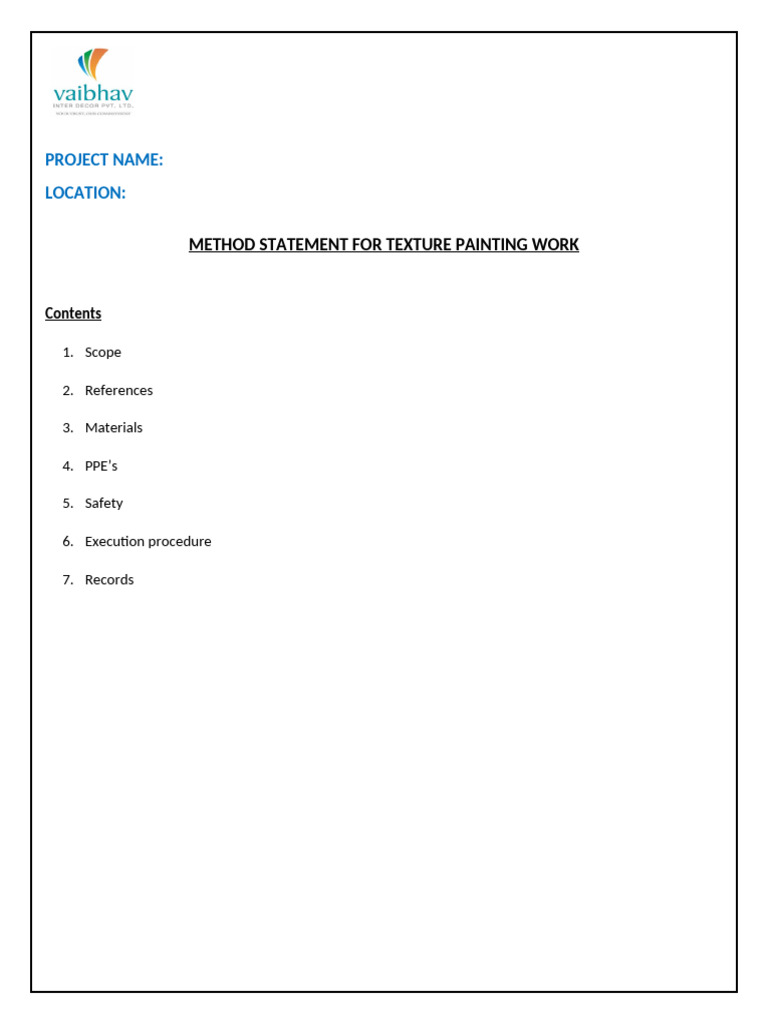 Durotex Wall Finish Method Statement | PDF | Paint | Personal ...