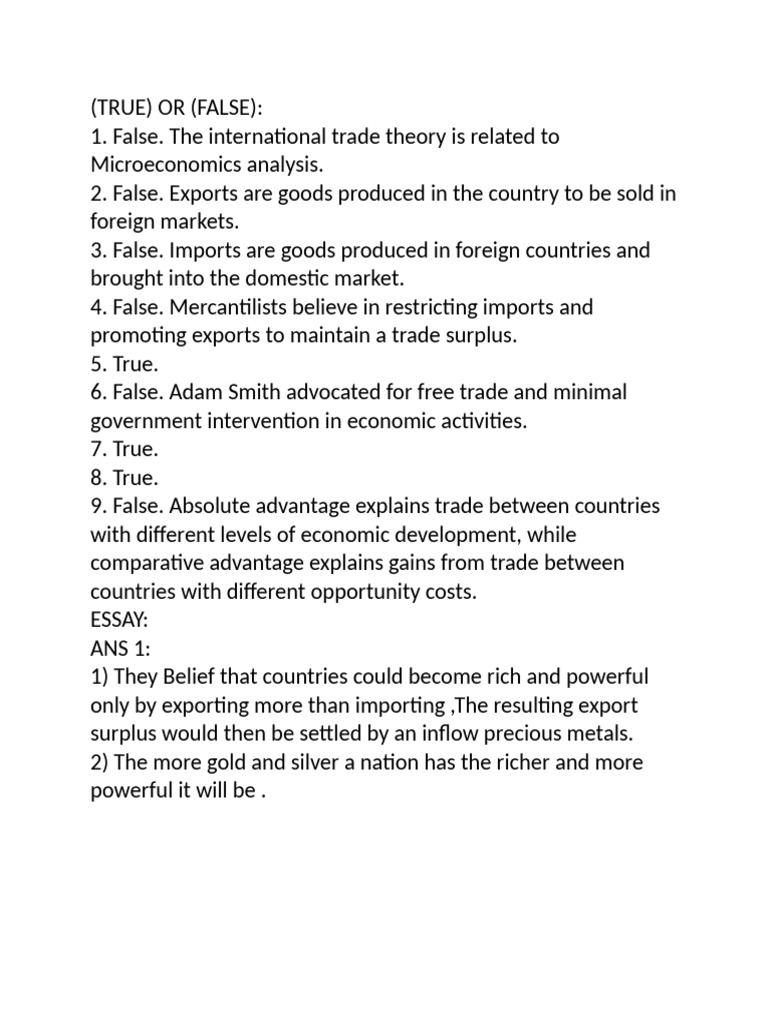 International Trade Theories Explained | PDF