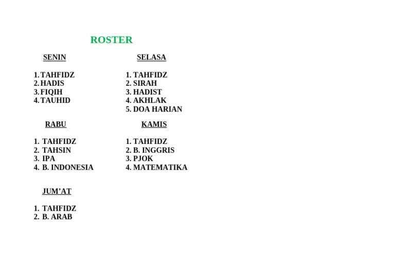 Roster | PDF