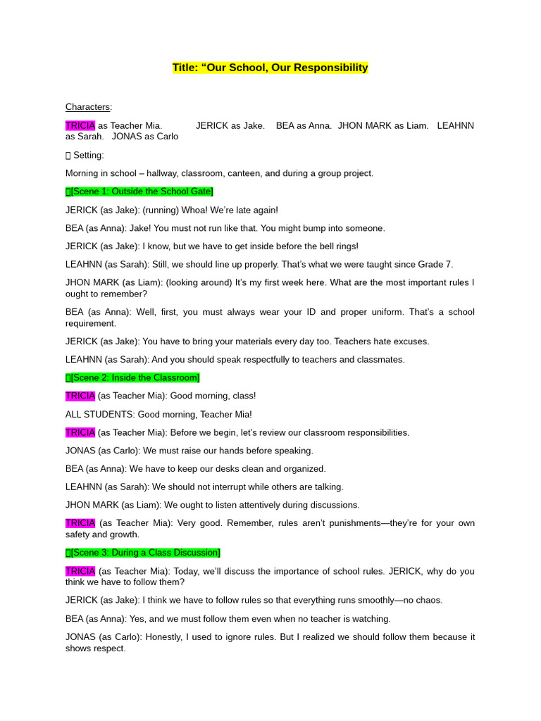 English 9 Performance Task Group 4 | PDF | Classroom