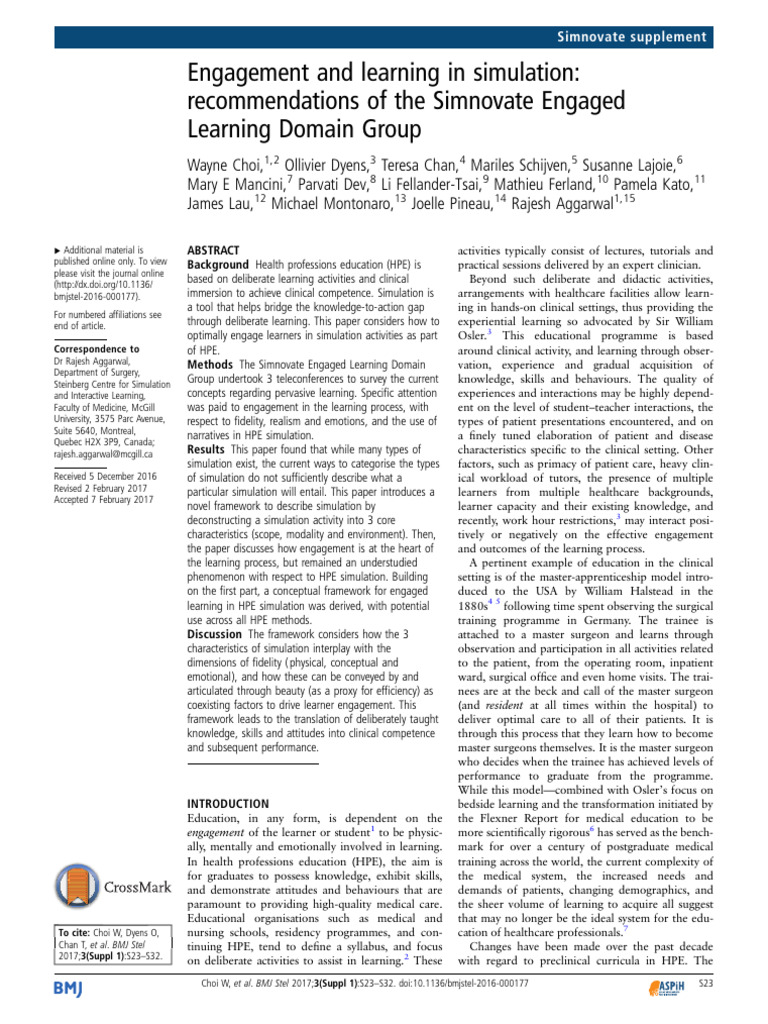 2 Ref - Engagement and Learning in Simulation | PDF | Simulation | Learning