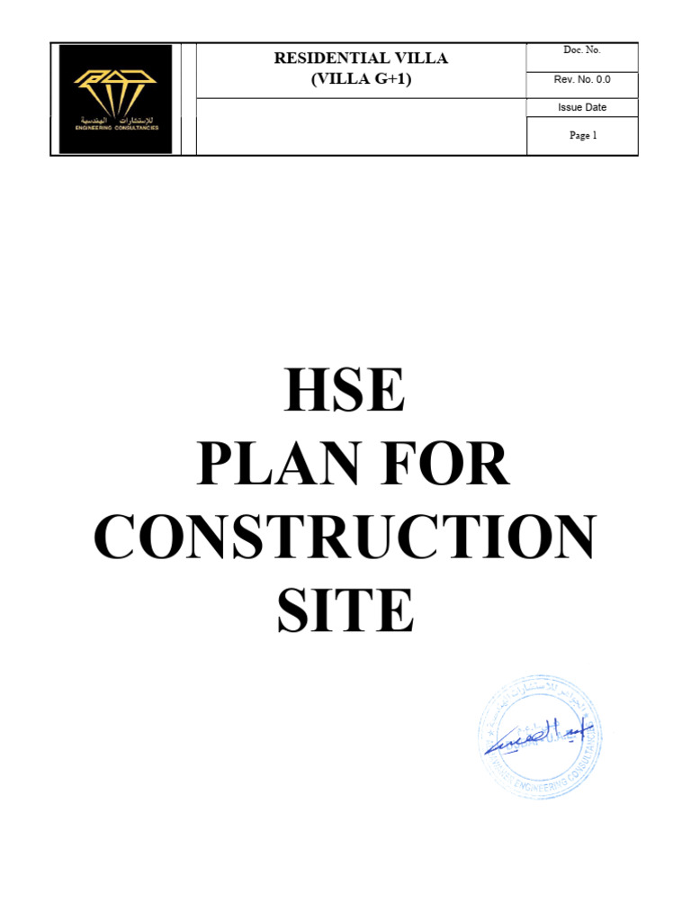 HSE Plan for Residential Villa Construction | PDF | Fire Safety | Emergency