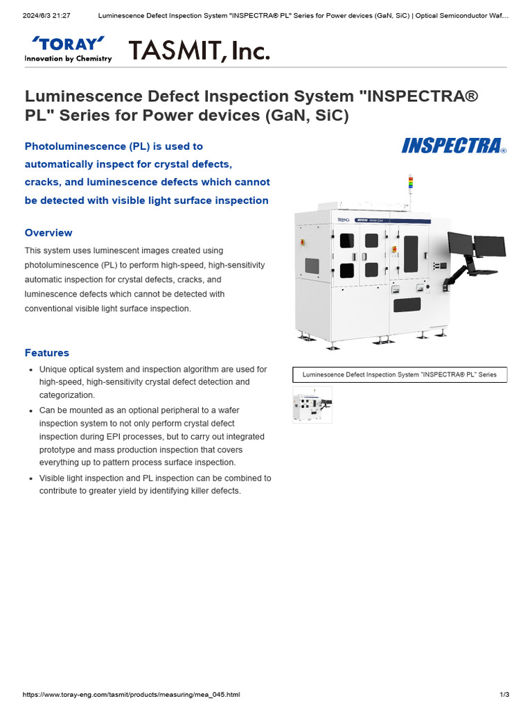 Luminescence Defect Inspection System 