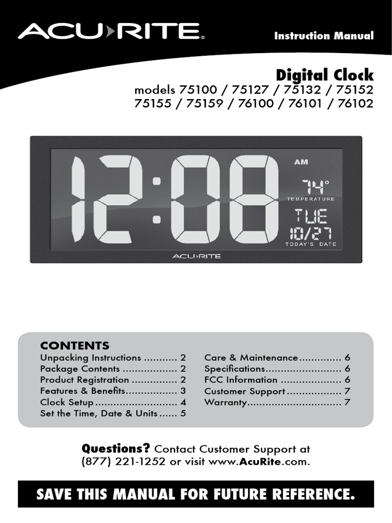 AcuRite Clock 75100 User Manual | PDF | Daylight Saving Time | Implied ...