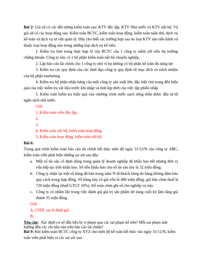 BT Chương 2 | PDF