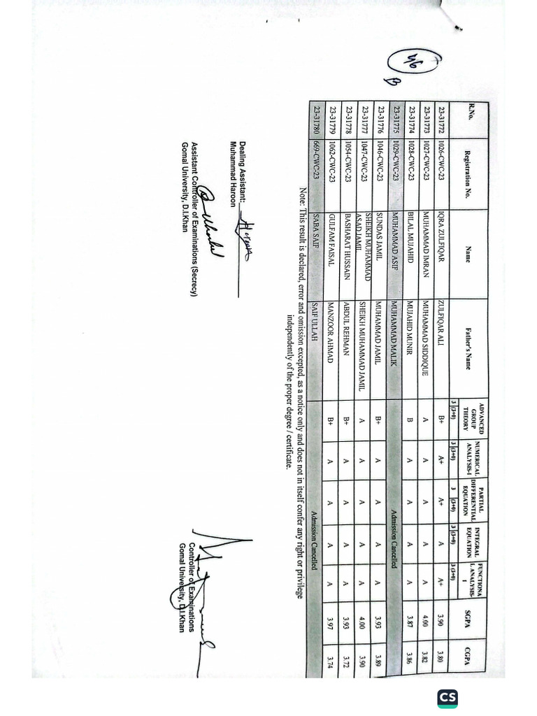 BS Math 7th 23-25 | PDF