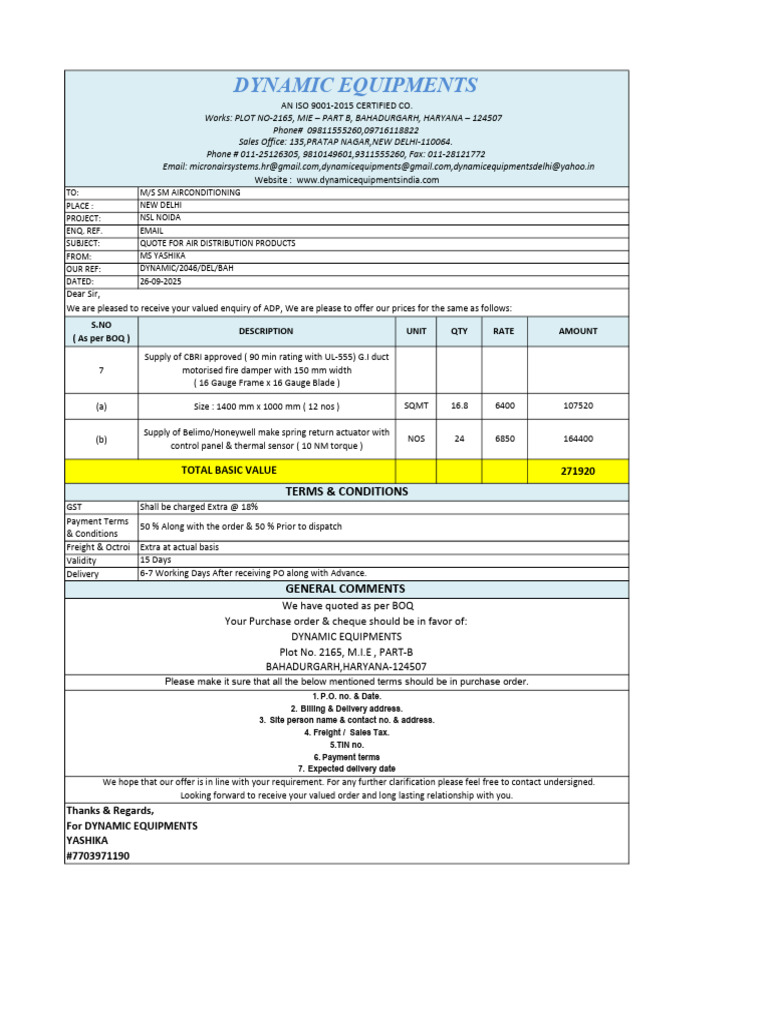 Air Distribution Products Quotation | PDF