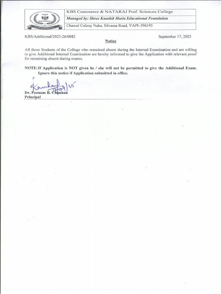 Additional Exam Notice | PDF