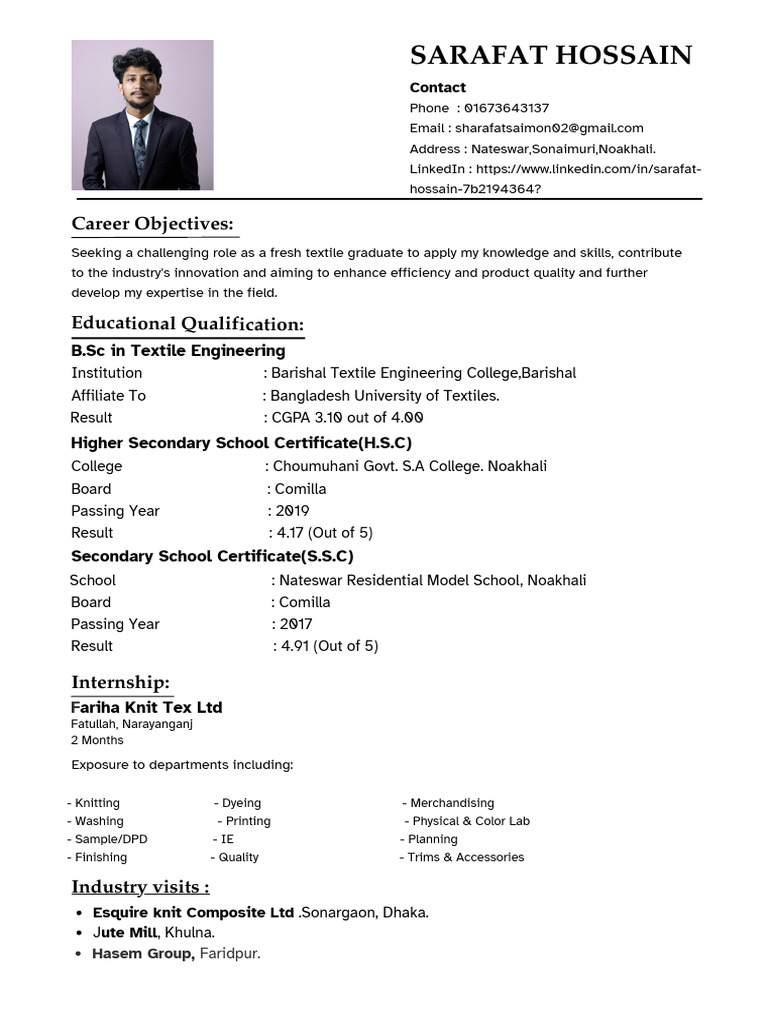 Profile of Sarafat Hossain | PDF | Bangladesh