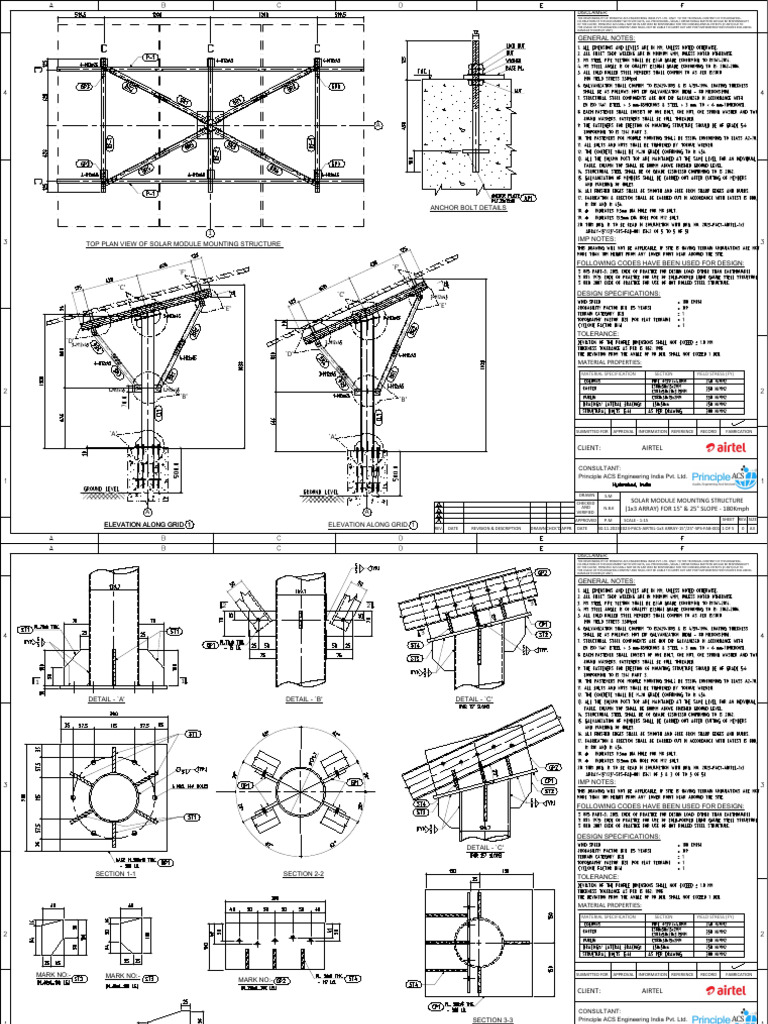 AIRTEL - 1x3 - SOLAR - MMS - 15 & 25 - DEGREES - 180 KMPH - FABRICATION ...