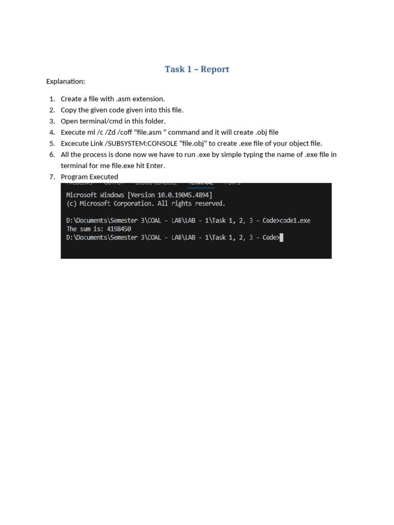 ASM File Creation and Execution Guide | PDF