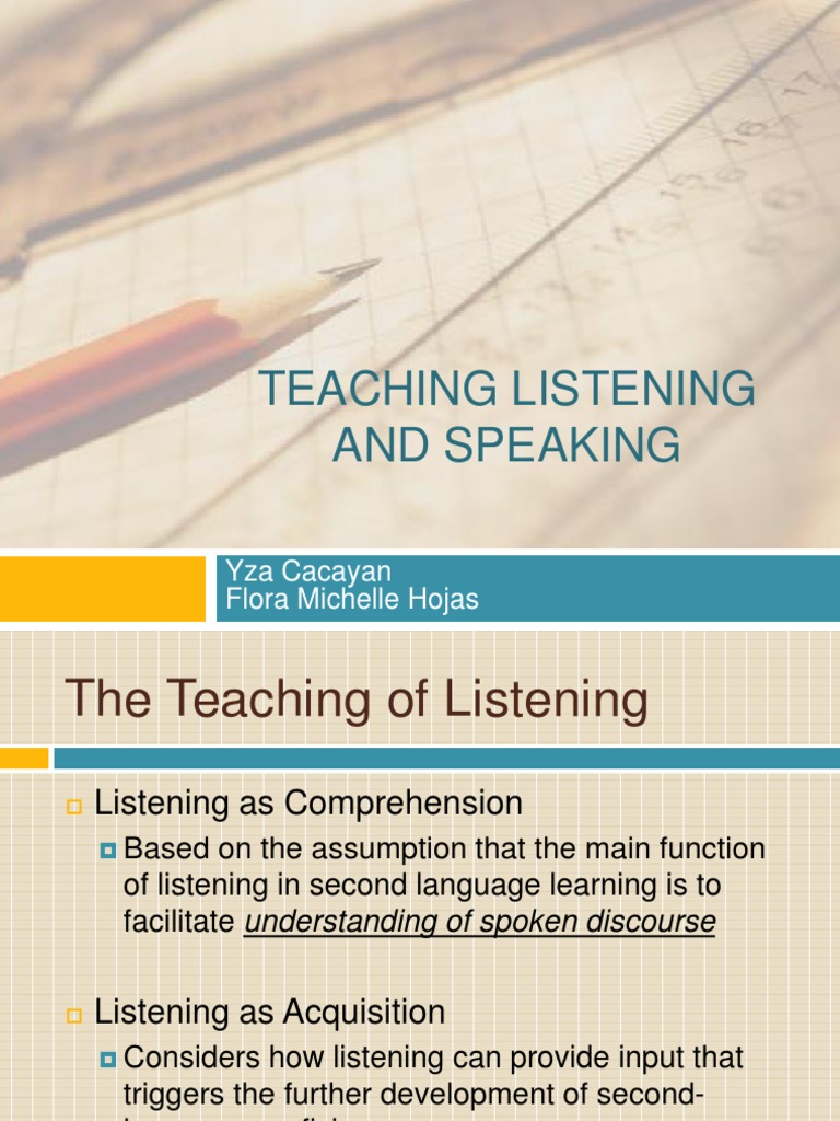 Teaching Listening and Speaking Skills | PDF | Top Down And Bottom Up ...