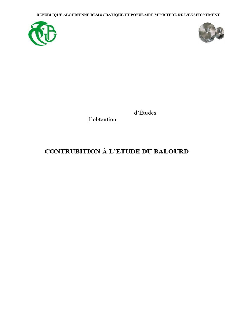 Étude du Balourd des Rotors Rigidés | PDF | Centre d'inertie | Moment d ...
