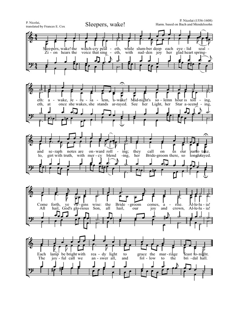 (SATB Score) Sleepers Wake | PDF