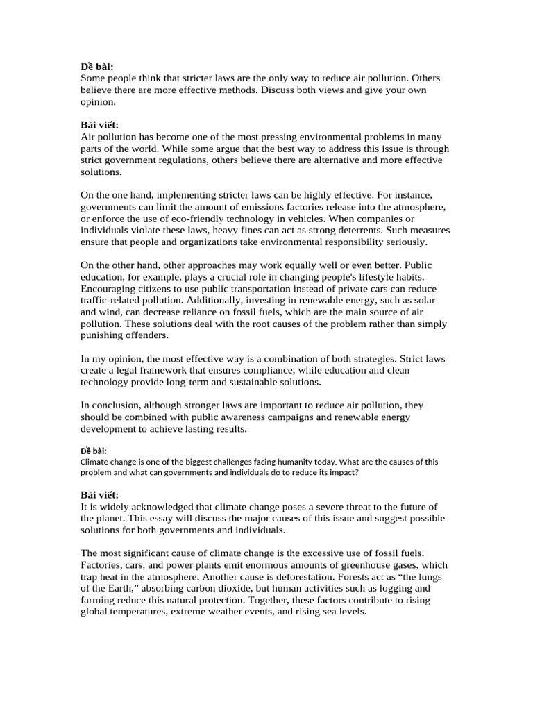 Air Pollution Solutions: Laws vs. Education | PDF | Climate Change ...