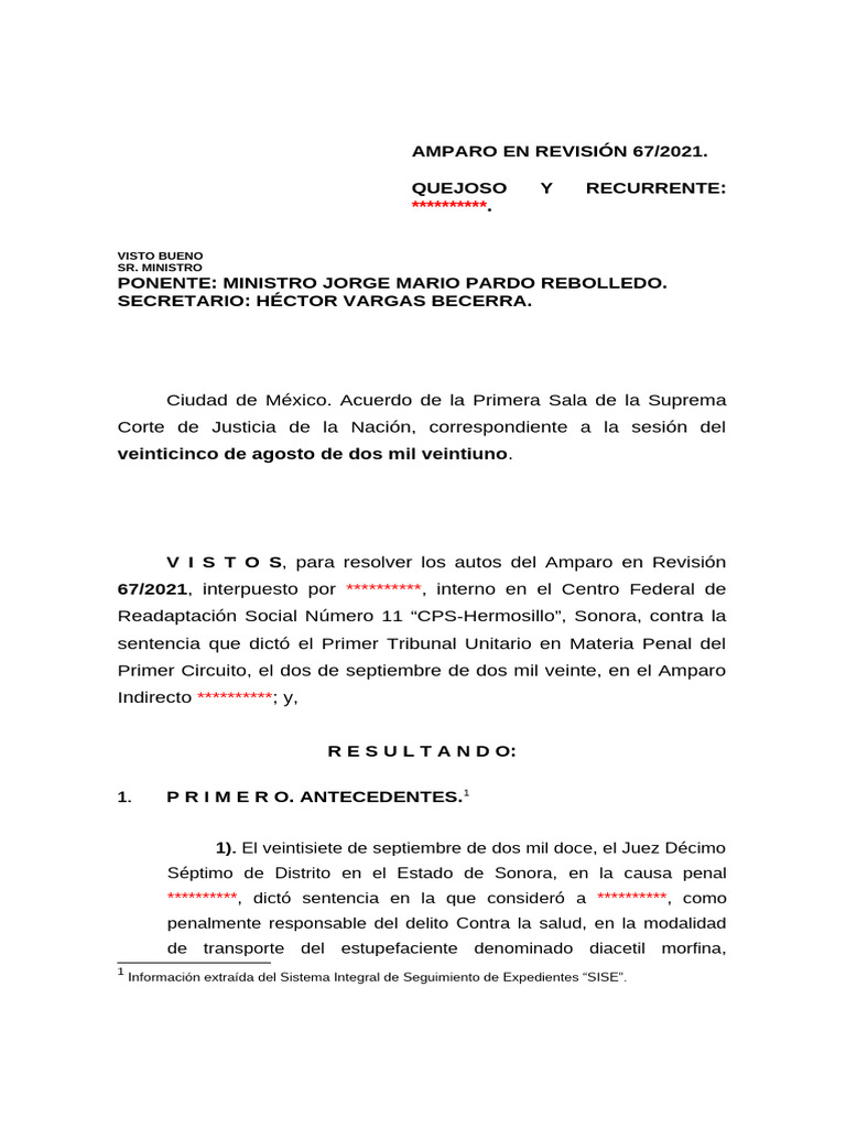 Amparo en Revisión 67/2021: Sentencia SCJN | PDF | Castigos | Sentencia ...