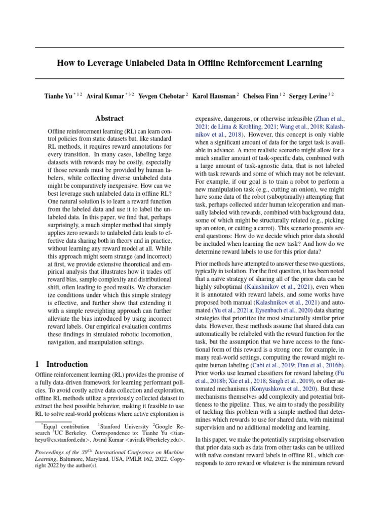 Leveraging Unlabeled Data in Offline RL | PDF | Sampling (Statistics ...