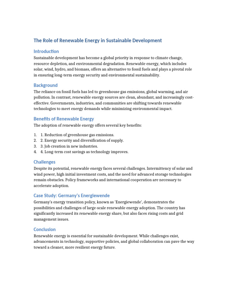 Renewable Energy Sustainable Development | PDF