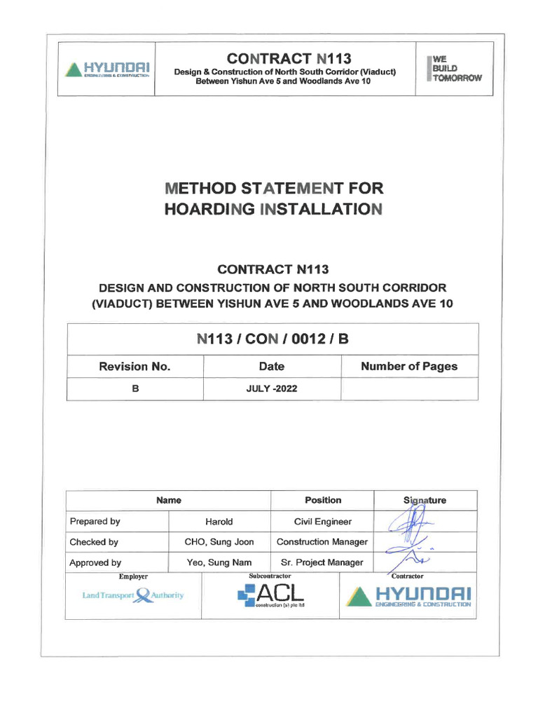 Method Statement For Hoarding Works | PDF | Personal Protective ...