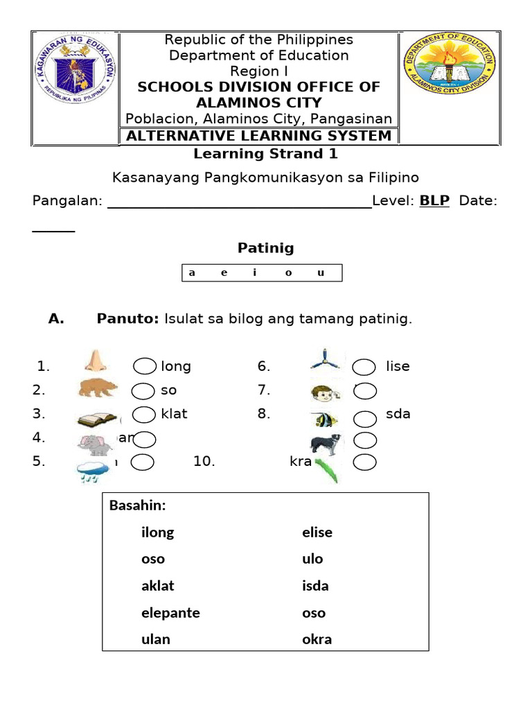 Patinig Activity | PDF
