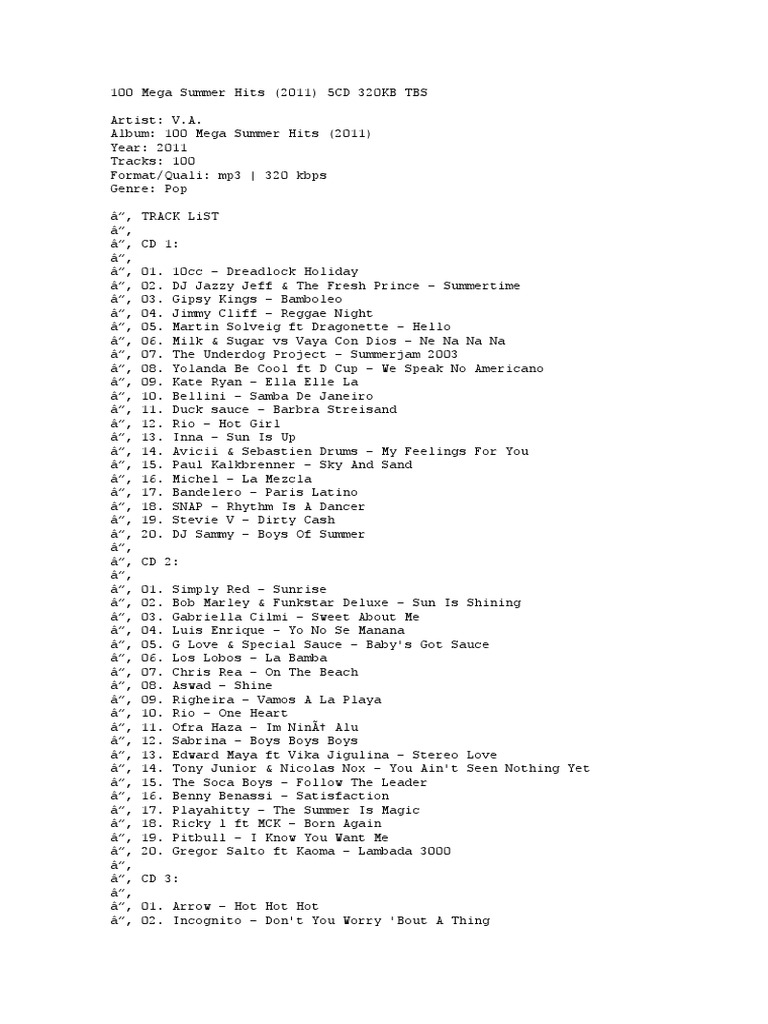 100-mega-summer-hits-pdf-musicians-musical-groups