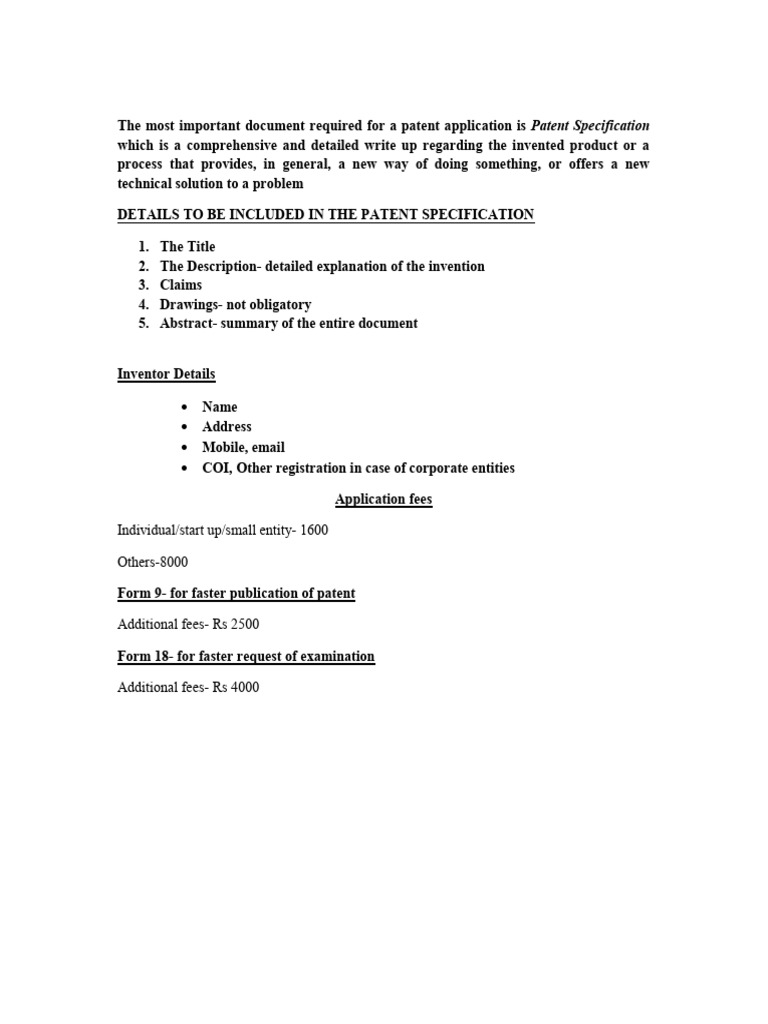 Checklist Patent Specification-1 | PDF