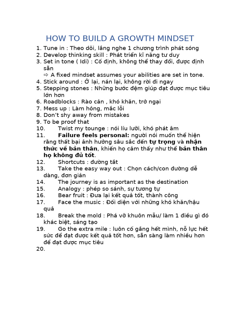 How To Build A Growth Mindset | PDF