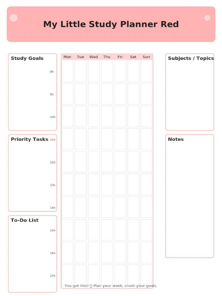 My Little Study Planner Red | PDF
