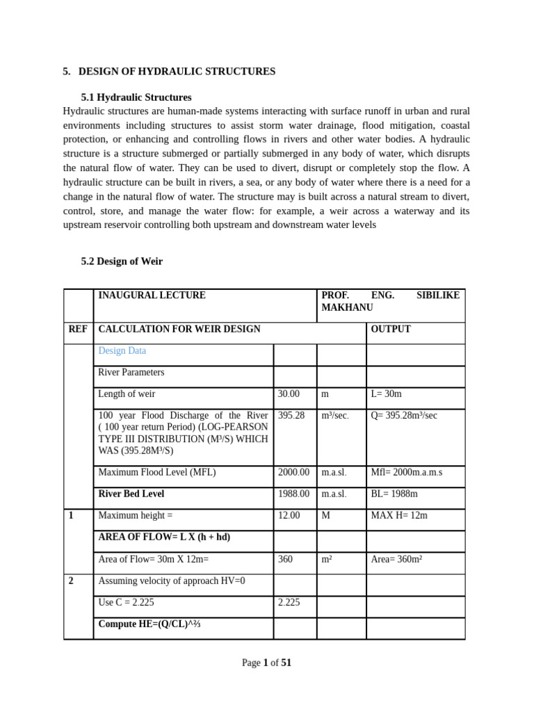 Hydraulic Structures Design Guide | PDF | Flood | River