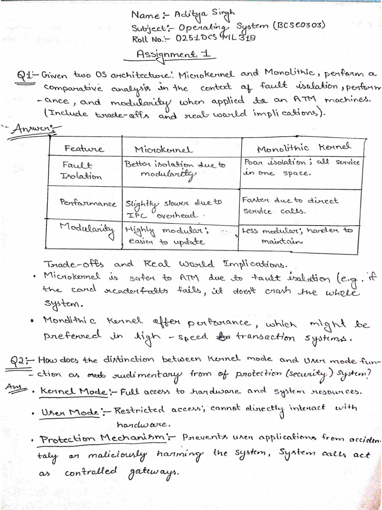 0251dcsml318 - Aditya Singh Assignment 01 - Operating System | PDF