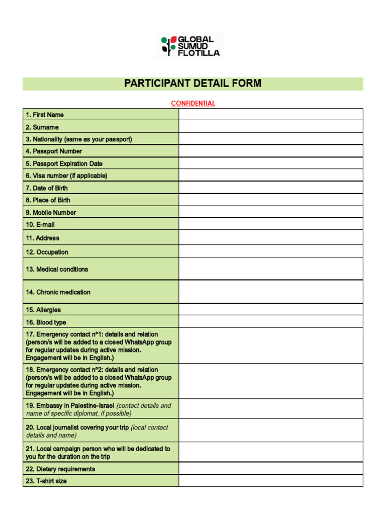 GSF Participant Detail Form | PDF