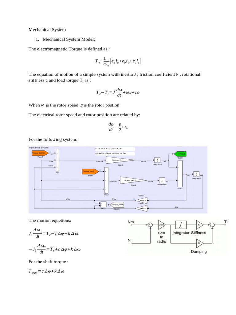 Mechanical System Torque and Motion Analysis | PDF