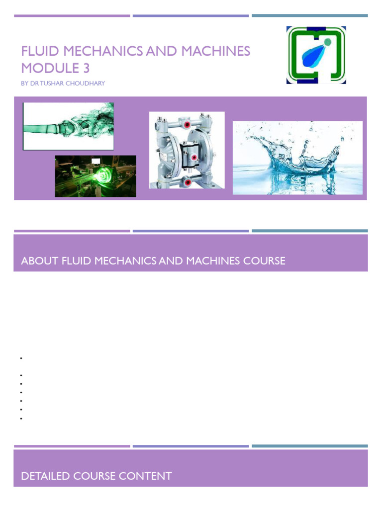 Fluid Mechanics Course Overview ME308 | PDF | Fluid Dynamics | Turbine